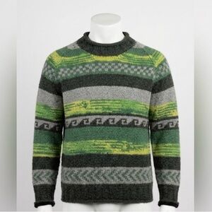 Amulet Hand Knit 100% Wool Fleece Lined Chunky Sweater Mens Large